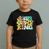 Christian Jesus Is King Aesthetic Groovy Toddler T-Shirt thumb 2