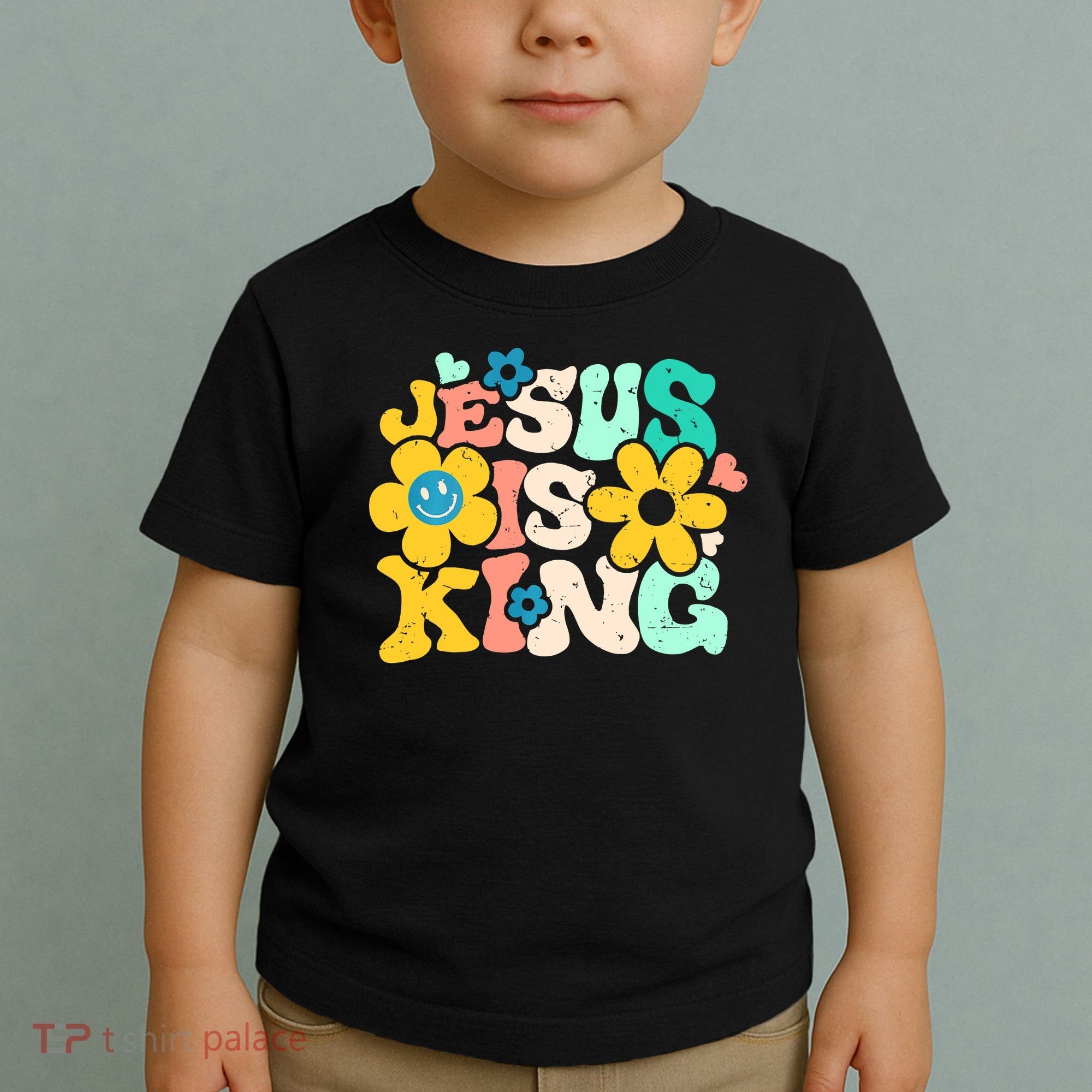 Christian Jesus Is King Aesthetic Groovy Toddler T-Shirt