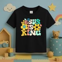Christian Jesus Is King Aesthetic Groovy Toddler T-Shirt thumb 3