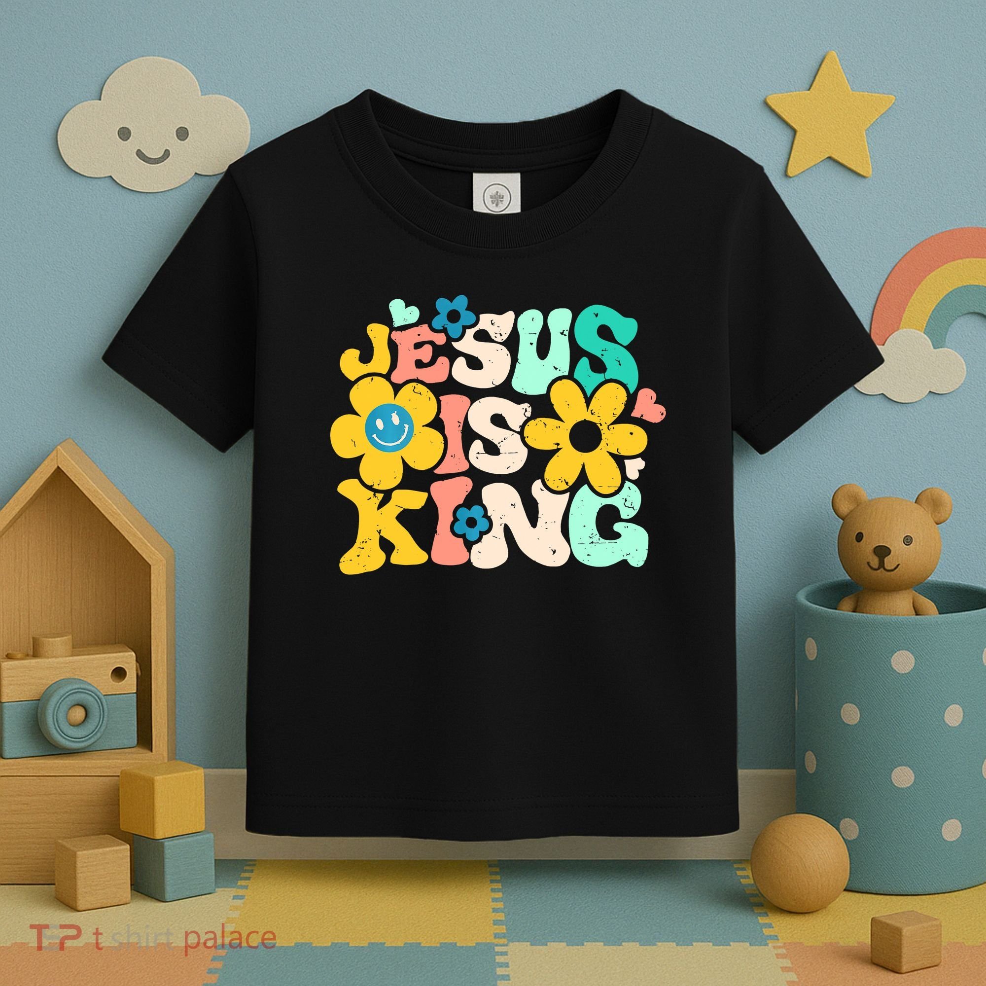 Christian Jesus Is King Aesthetic Groovy Toddler T-Shirt