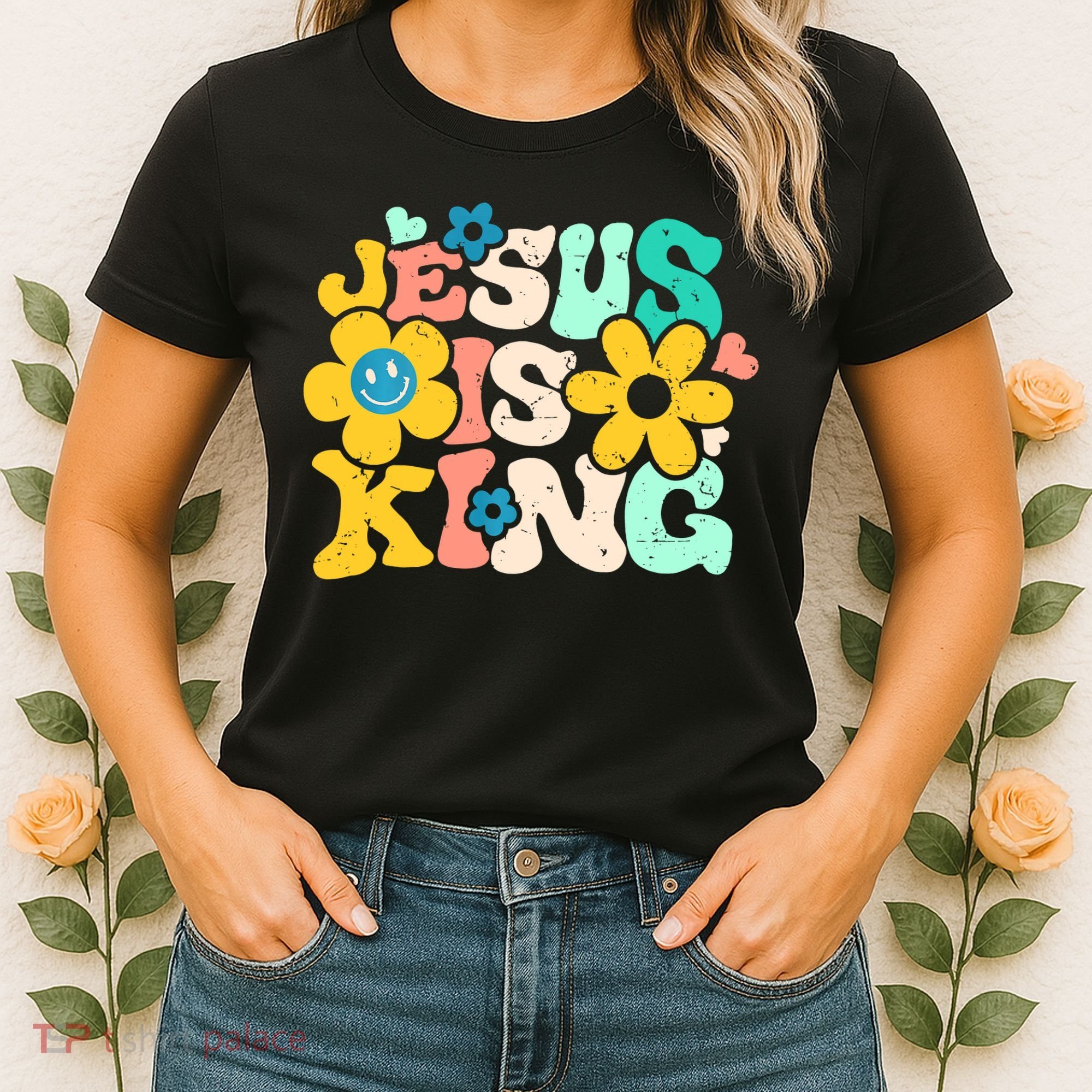 Christian Jesus Is King Aesthetic Groovy Women's T-Shirt