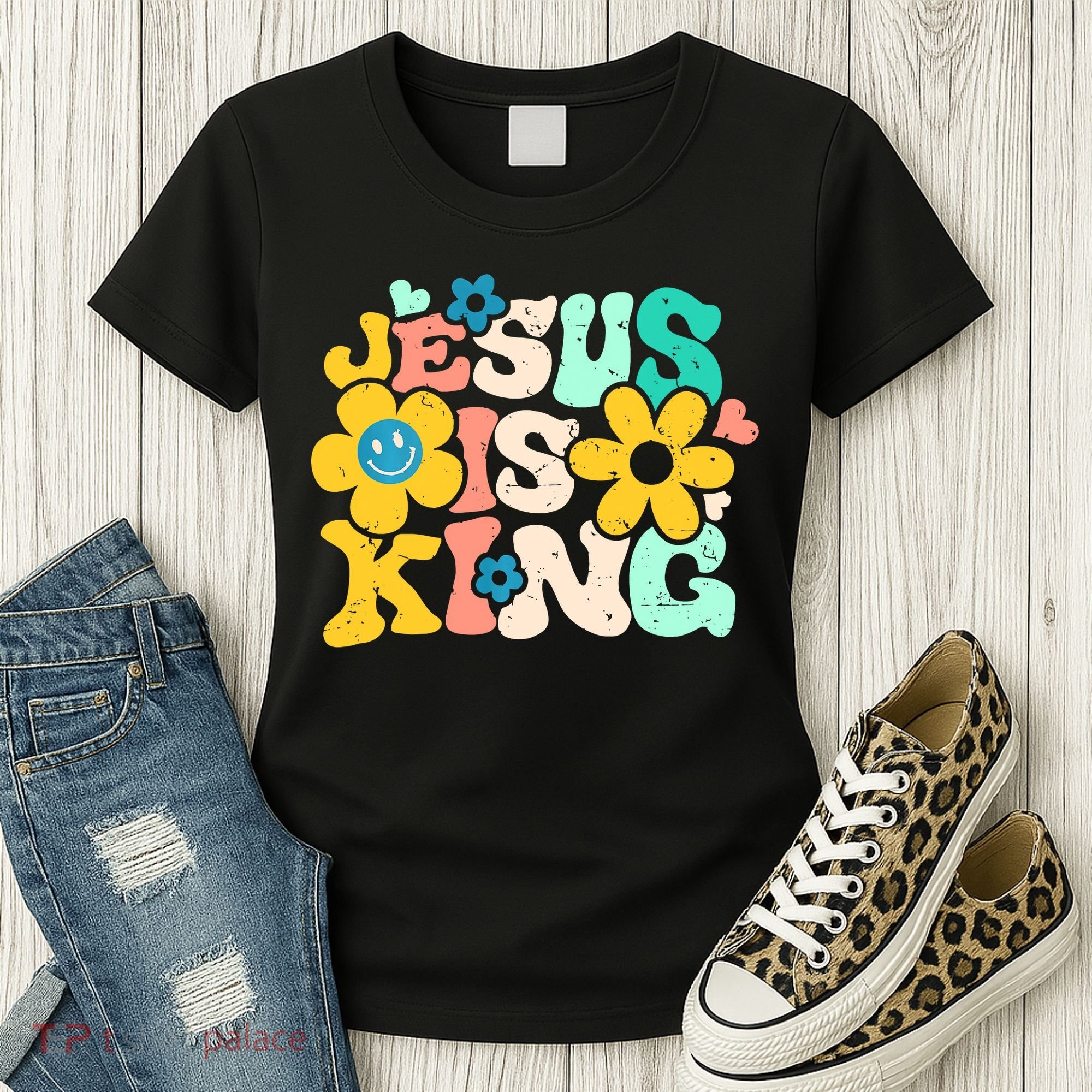 Christian Jesus Is King Aesthetic Groovy Women's T-Shirt