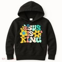 Christian Jesus Is King Aesthetic Groovy Kids Hoodie thumb 0