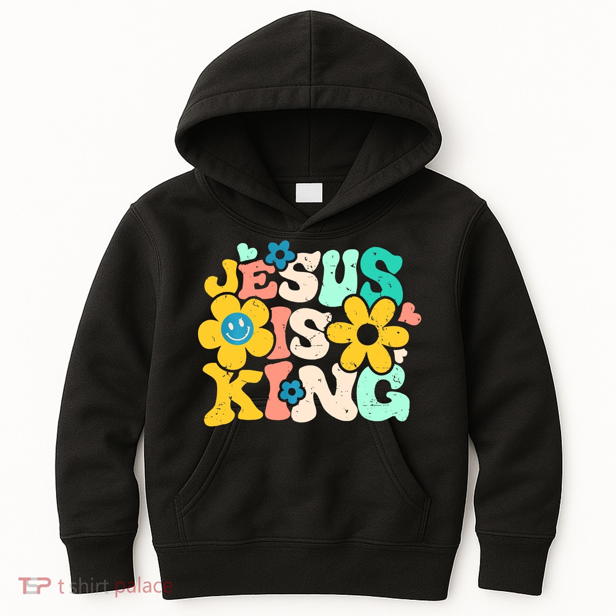 Christian Jesus Is King Aesthetic Groovy Kids Hoodie