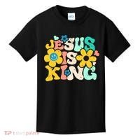 Christian Jesus Is King Aesthetic Groovy Kids T-Shirt thumb 0