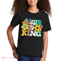 Christian Jesus Is King Aesthetic Groovy Kids T-Shirt thumb 2