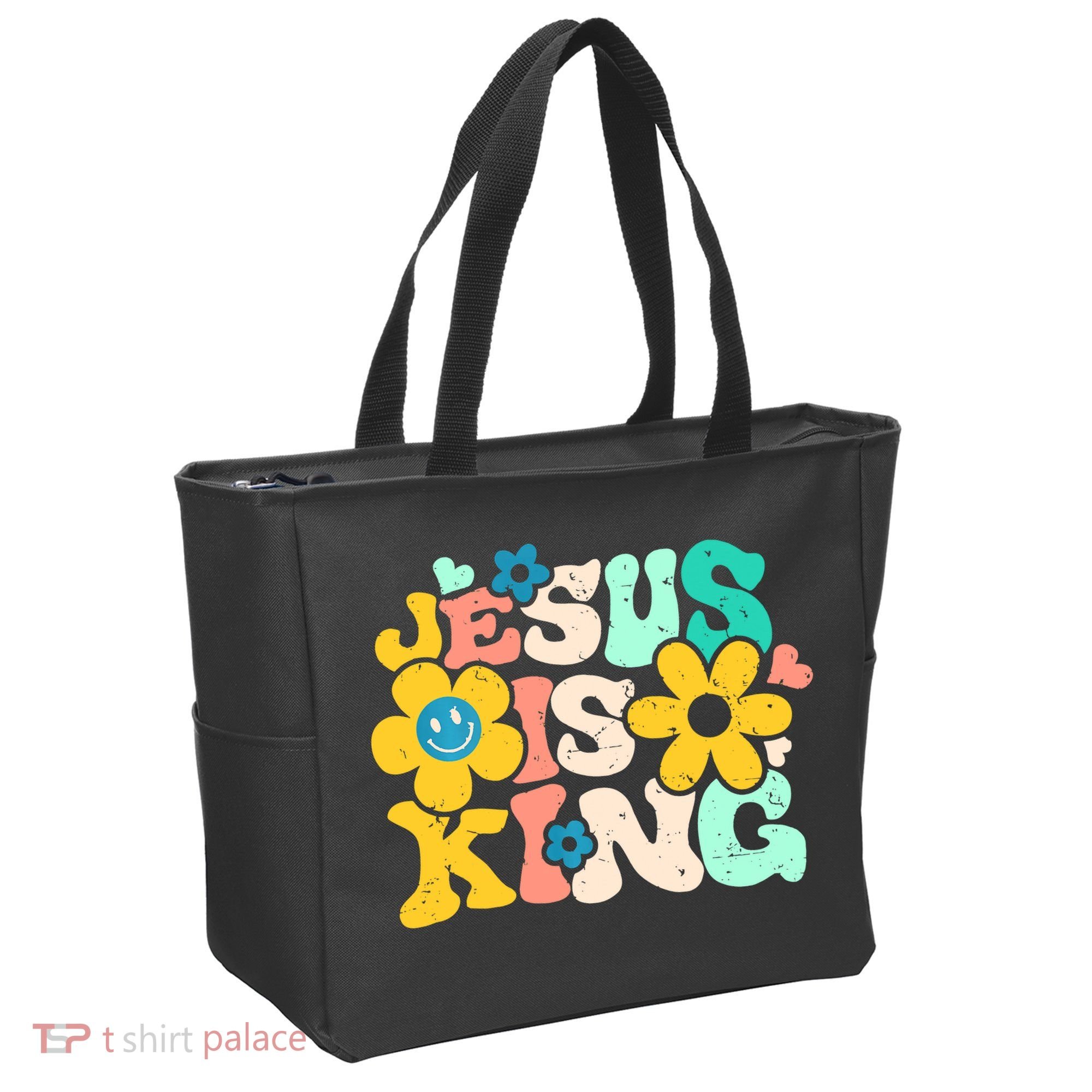 Christian Jesus Is King Aesthetic Groovy Tote Bag
