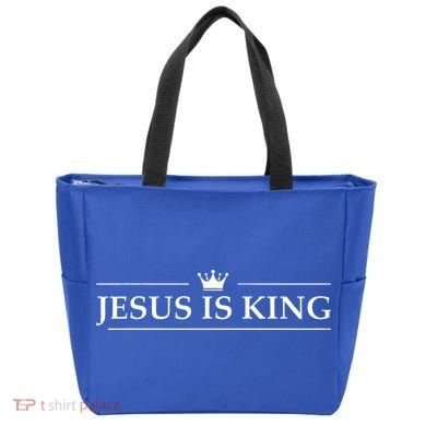 Christian Jesus Is King Design Crown Tote Bag