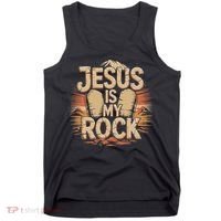 Christian Jesus Is My Rock Bible Verse Biblical Tank Top thumb 0