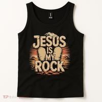 Christian Jesus Is My Rock Bible Verse Biblical Tank Top thumb 2