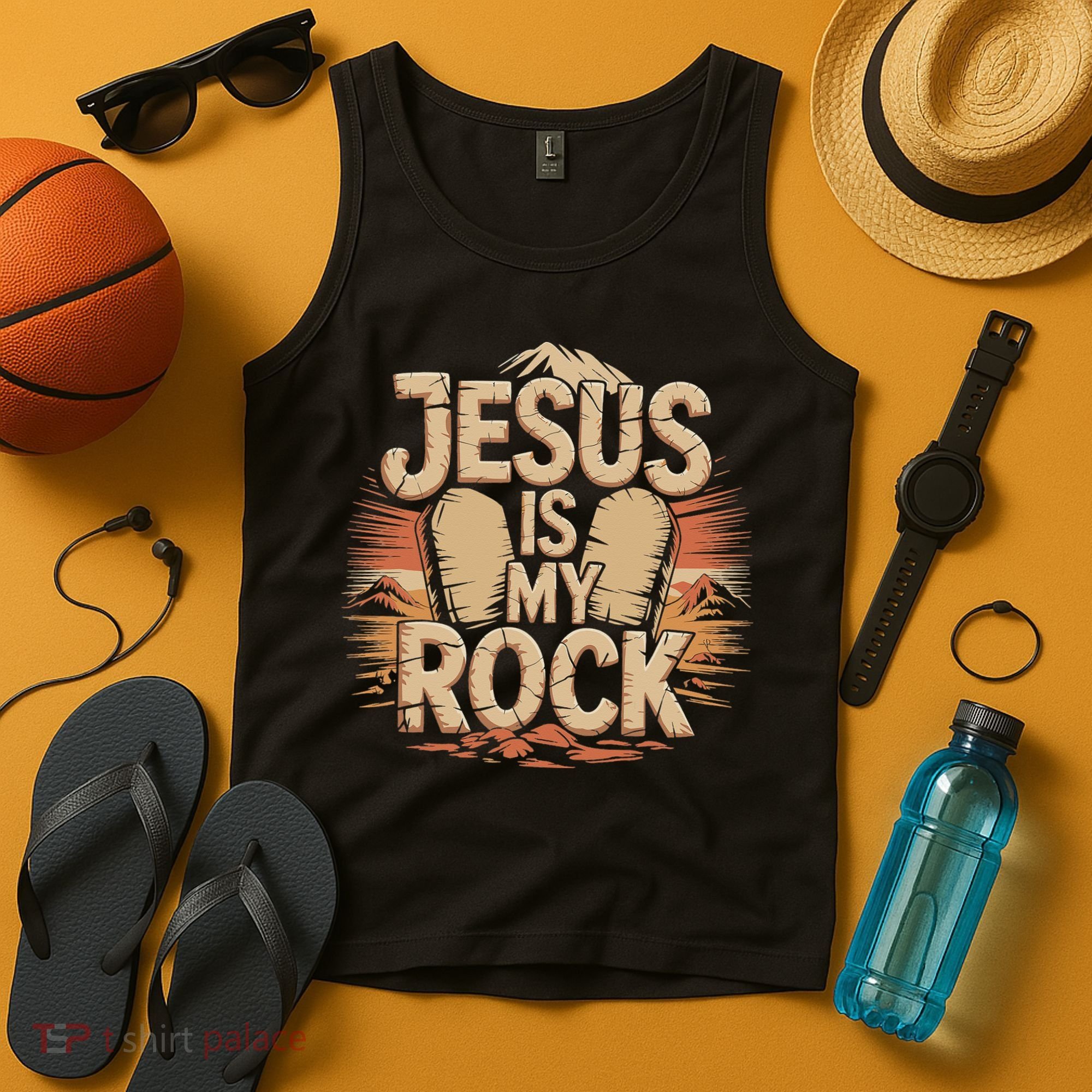 Christian Jesus Is My Rock Bible Verse Biblical Tank Top