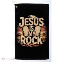 Christian Jesus Is My Rock Bible Verse Biblical Golf Towel thumb 0