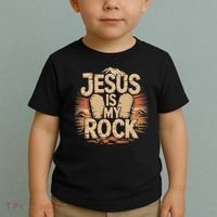 Christian Jesus Is My Rock Bible Verse Biblical Toddler T-Shirt thumb 2