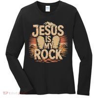 Christian Jesus Is My Rock Bible Verse Biblical Women's Long Sleeve Shirt thumb 0