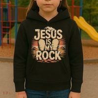Christian Jesus Is My Rock Bible Verse Biblical Kids Hoodie thumb 3