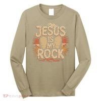 Christian Jesus Is My Rock Bible Verse Biblical Long Sleeve Shirt thumb 0