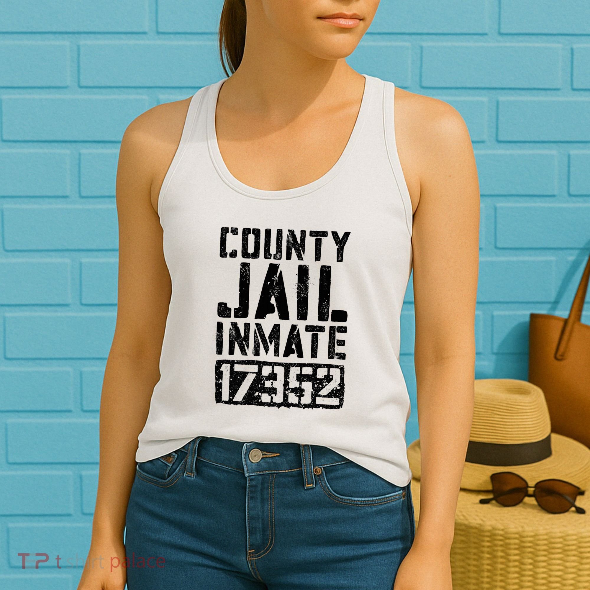 County Jail Inmate Inmate Costume Women's Tank Top