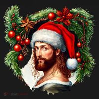 Christmas Jesus In Santa Hat Portrait Decorations Coaster thumb 2