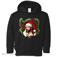Christmas Jesus In Santa Hat Portrait Decorations Toddler Hoodie thumb 0
