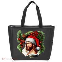 Christmas Jesus In Santa Hat Portrait Decorations Tote Bag thumb 0
