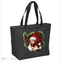 Christmas Jesus In Santa Hat Portrait Decorations Tote Bag thumb 2
