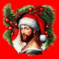 Christmas Jesus In Santa Hat Portrait Decorations Santa Hat thumb 1