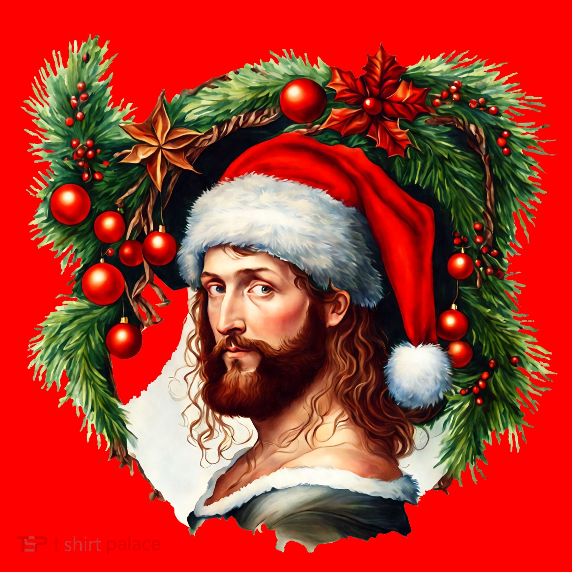 Christmas Jesus In Santa Hat Portrait Decorations Santa Hat