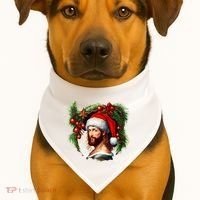 Christmas Jesus In Santa Hat Portrait Decorations USA-Made Doggie Bandana thumb 1