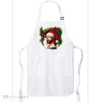 Christmas Jesus In Santa Hat Portrait Decorations Apron thumb 0