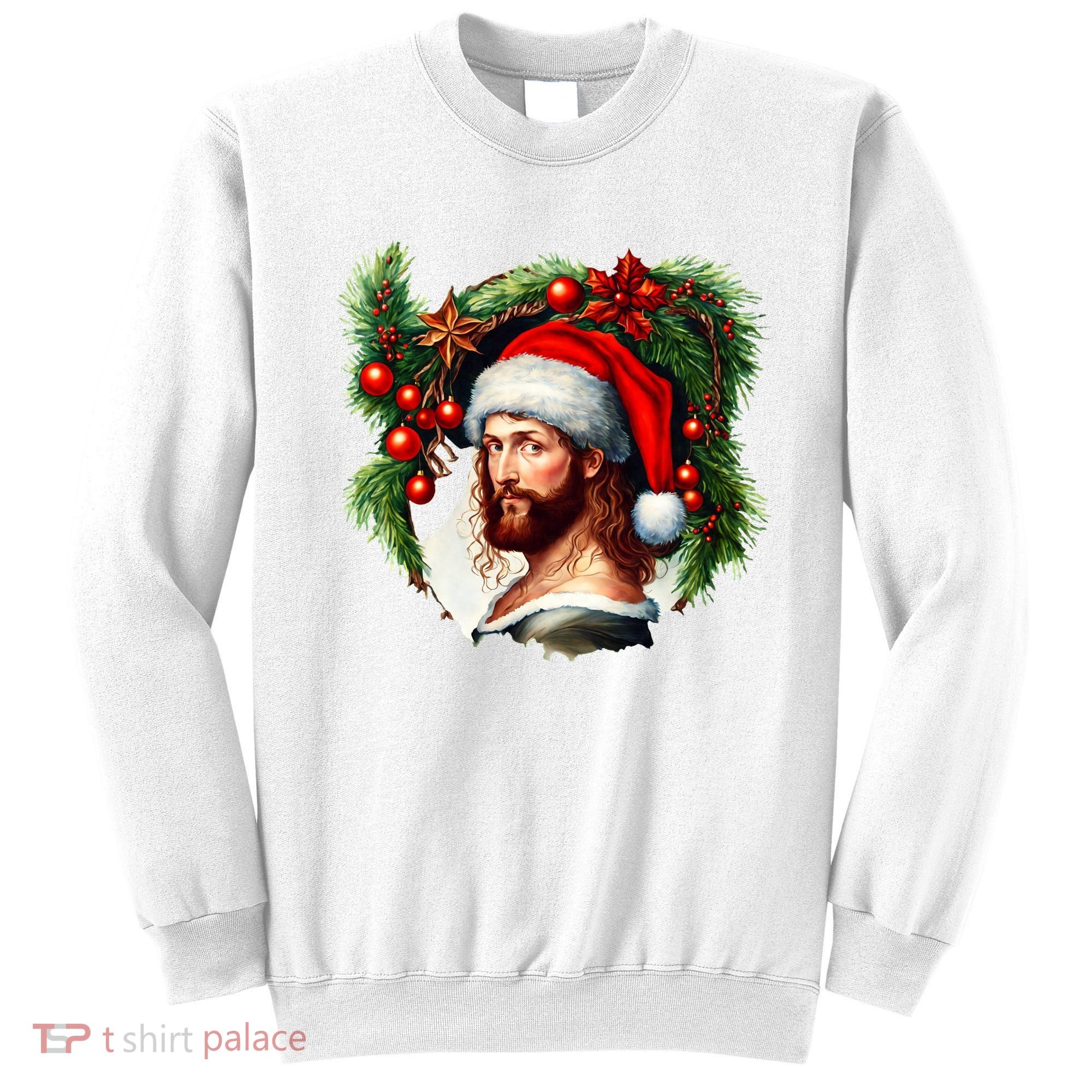 Christmas Jesus In Santa Hat Portrait Decorations Sweatshirt