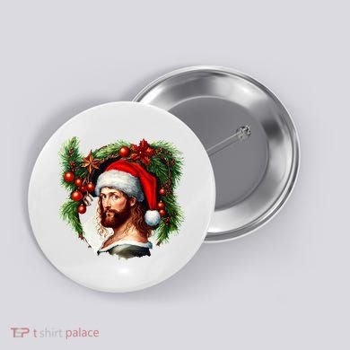 Christmas Jesus In Santa Hat Portrait Decorations Button