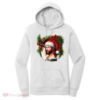 Christmas Jesus In Santa Hat Portrait Decorations Women's Hoodie thumb 0