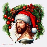 Christmas Jesus In Santa Hat Portrait Decorations Women's Hoodie thumb 2