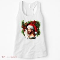 Christmas Jesus In Santa Hat Portrait Decorations Women's Tank Top thumb 0