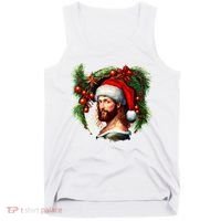 Christmas Jesus In Santa Hat Portrait Decorations Tank Top thumb 0