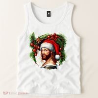 Christmas Jesus In Santa Hat Portrait Decorations Tank Top thumb 2