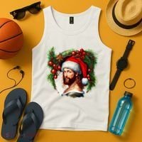Christmas Jesus In Santa Hat Portrait Decorations Tank Top thumb 4