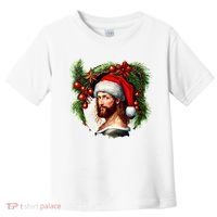 Christmas Jesus In Santa Hat Portrait Decorations Toddler T-Shirt thumb 0
