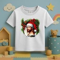 Christmas Jesus In Santa Hat Portrait Decorations Toddler T-Shirt thumb 3