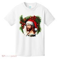 Christmas Jesus In Santa Hat Portrait Decorations Kids T-Shirt thumb 0
