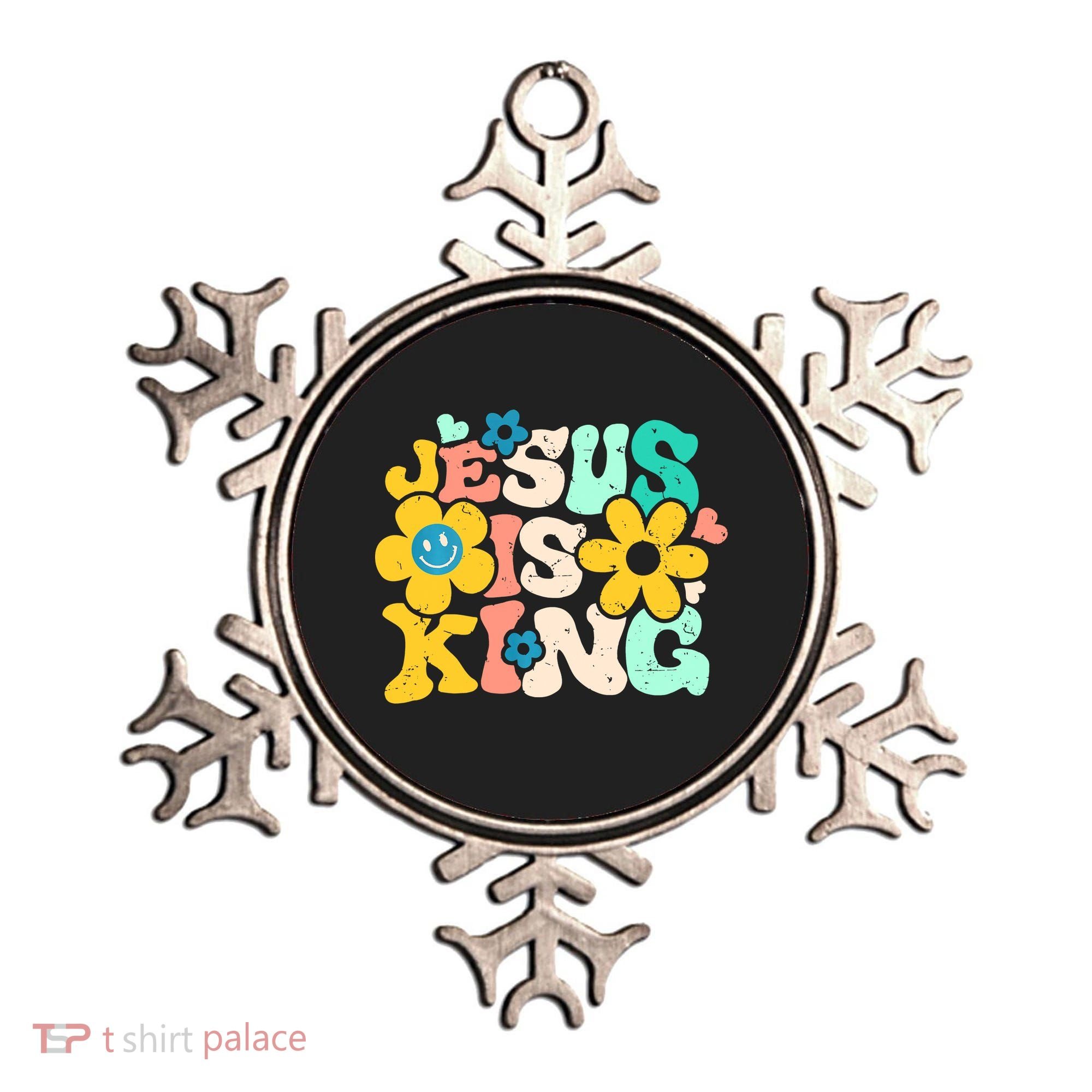 Christian Jesus Is King Aesthetic Groovy Ornament