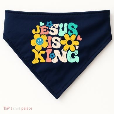 Christian Jesus Is King Aesthetic Groovy USA-Made Doggie Bandana