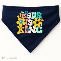 Christian Jesus Is King Aesthetic Groovy USA-Made Doggie Bandana thumb 0