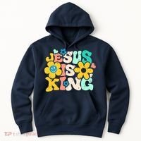 Christian Jesus Is King Aesthetic Groovy Hoodie thumb 0