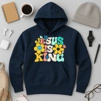 Christian Jesus Is King Aesthetic Groovy Hoodie thumb 3