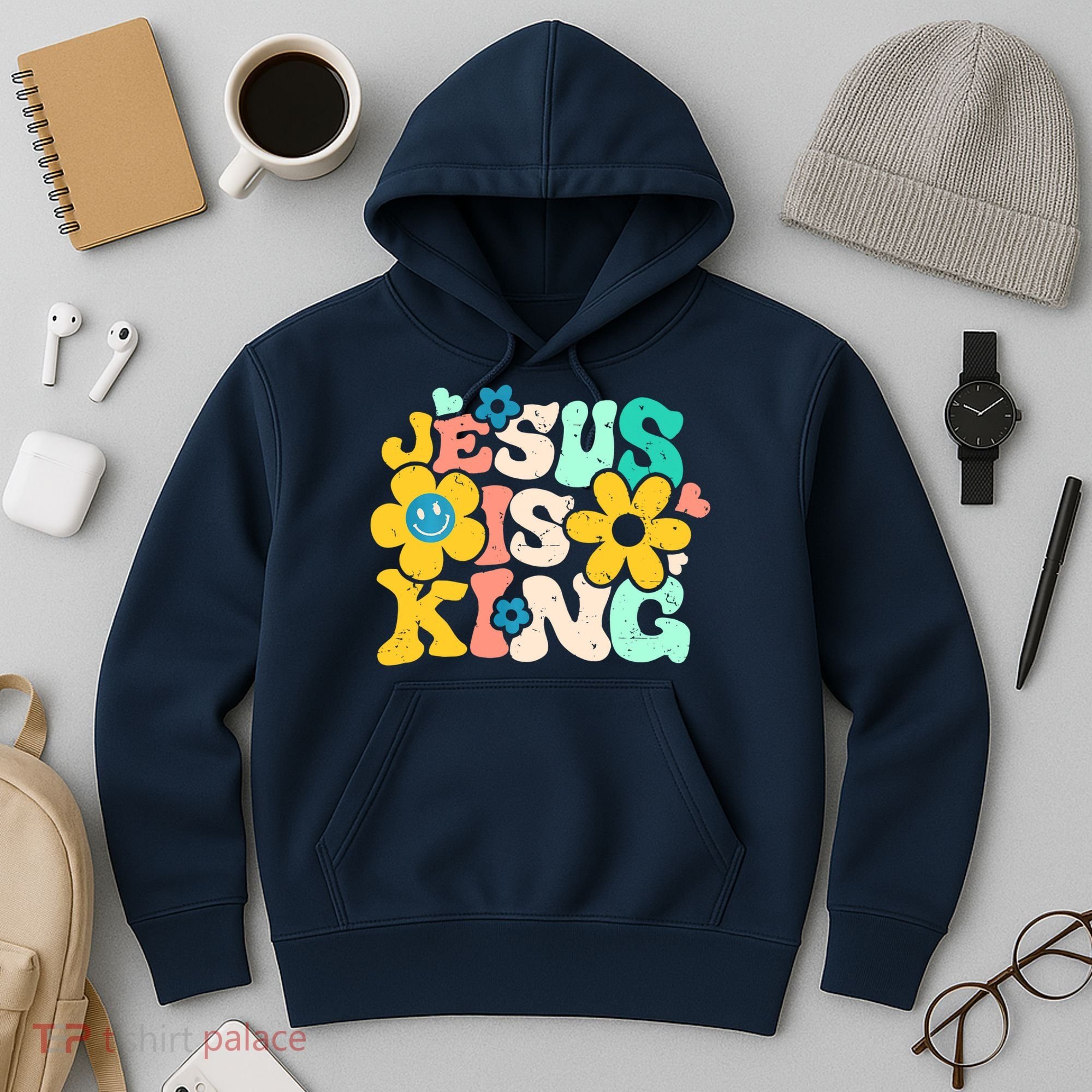 Christian Jesus Is King Aesthetic Groovy Hoodie