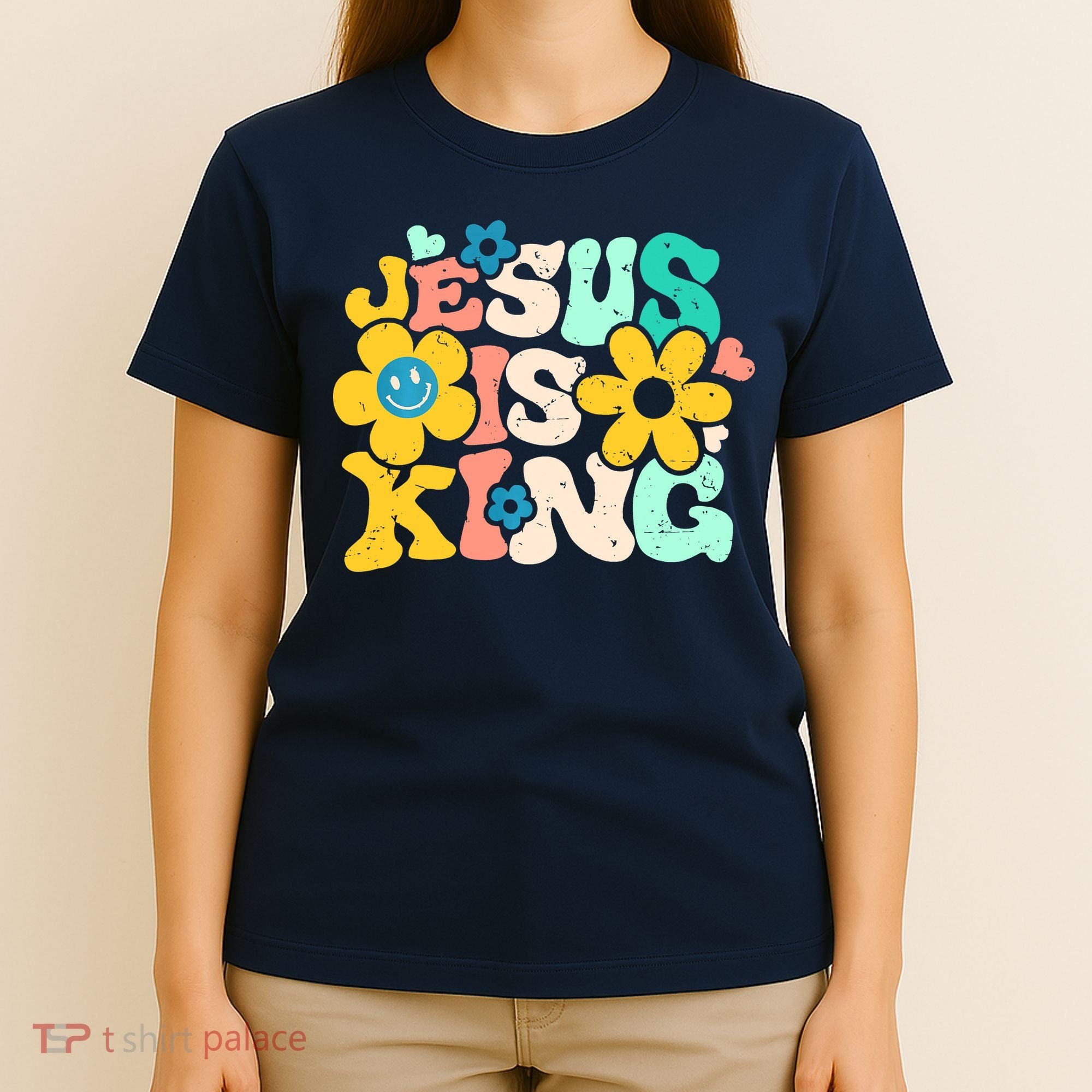 Christian Jesus Is King Aesthetic Groovy T-Shirt