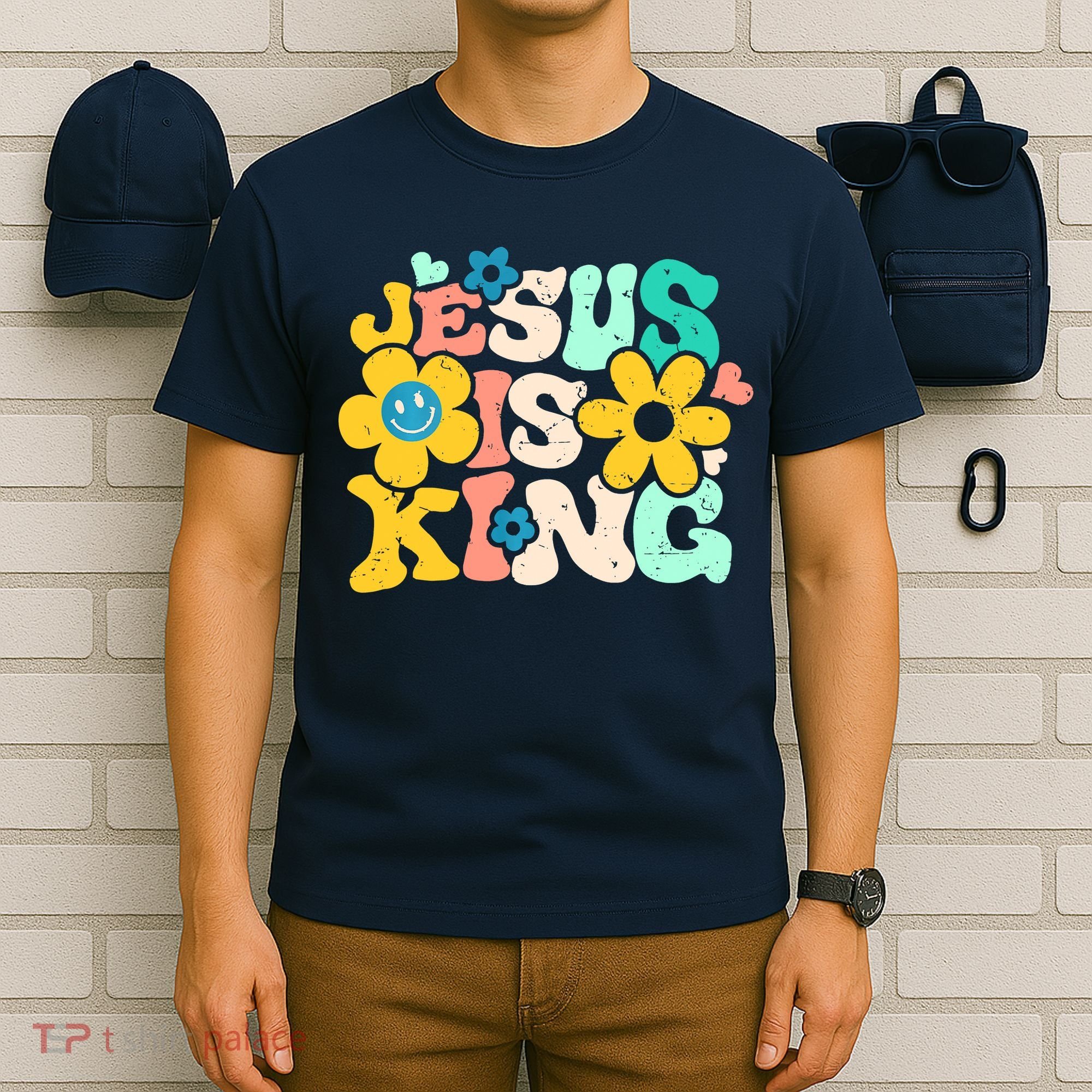 Christian Jesus Is King Aesthetic Groovy T-Shirt