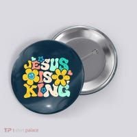 Christian Jesus Is King Aesthetic Groovy Button thumb 0