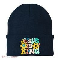 Christian Jesus Is King Aesthetic Groovy Beanie thumb 0
